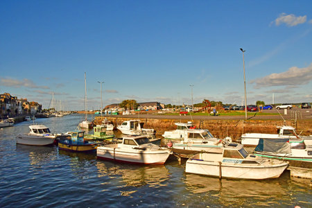 Le Croisic, France - January 2 2025: the picturesque city center and the marinaのeditorial素材