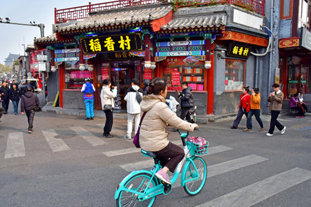 Beijing; China - November 6 2024: hutong near the Tower of Bellのeditorial素材