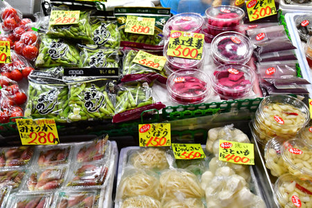 Kanazawa; Japan - August 22 2024: the Omicho Ishiba market, in operation since 1721のeditorial素材