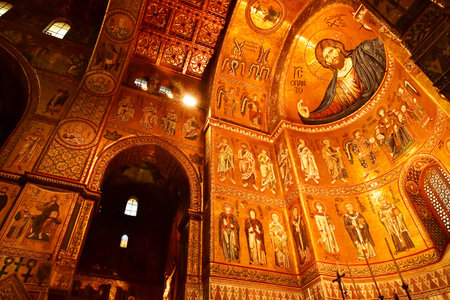 Sicily, Italy - March 8 2025: the cathedral of Monrealeのeditorial素材