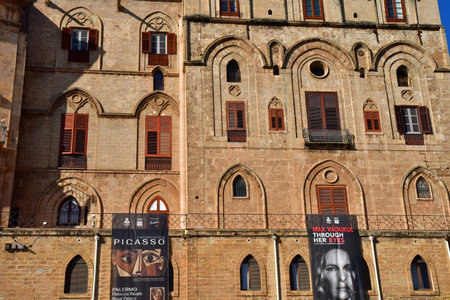 Sicily, Italy - March 8 2025: the historical Royal Palace of Palermoのeditorial素材