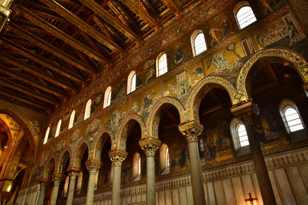 Sicily, Italy - March 8 2025: the cathedral of Monrealeのeditorial素材