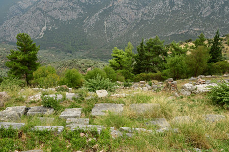Delphi; Greece - August 31 2022: the archaeological site