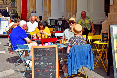 Valetta, Republic of Malta - March 11 2025: bar in Republic Street, the main street of the historical cityのeditorial素材