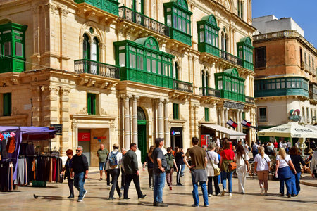 Valetta, Republic of Malta - March 11 2025: Republic Street, the main street of the historical city