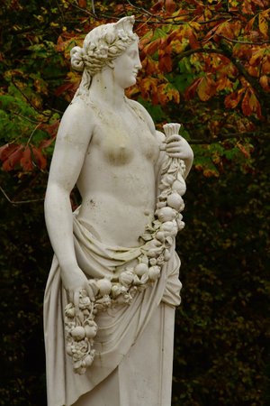 Versailles; France - October 27 2023: marble statue in the castle parkのeditorial素材
