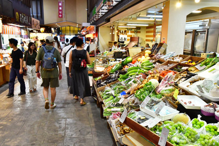 Kanazawa; Japan - August 22 2024: the Omicho Ishiba market, in operation since 1721のeditorial素材