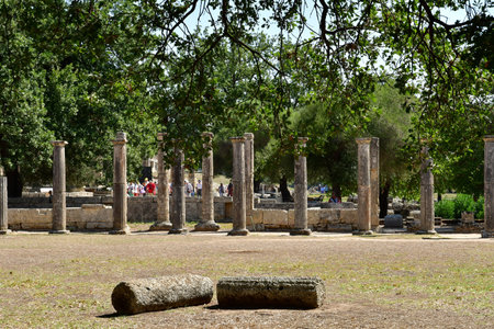 Ancient Olympia; Greece - August 30 2022: the archaeological siteのeditorial素材
