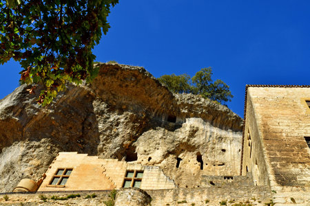Les Eyzies; France - October 7 2023: the picturesque old villageのeditorial素材