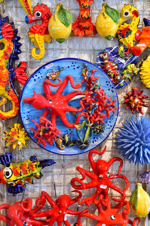 Almafi coast, Italy - March 6 2025: a souvenir shop near Atrani on Almafi coastのeditorial素材