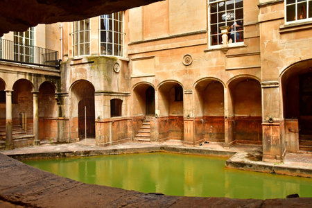 Bath; England - May 30 2024: the Roman Baths in the city centerのeditorial素材