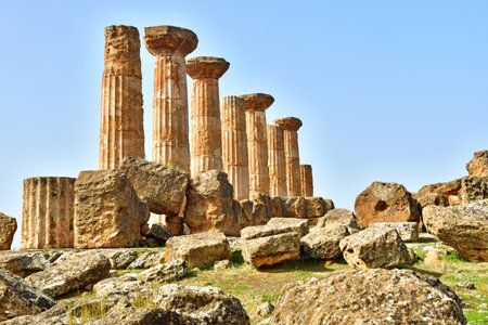 Sicily, Italy - March 8 2025: Herakles temple in the Valley of the Temples near the city of Agrigentoのeditorial素材