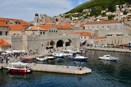 Dubrovnik; Croatia - August 29 2022: the picturesque old harborのeditorial素材