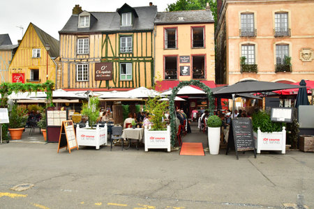 Le Mans; France - May 29 2025: restaurant in the picturesque old cityのeditorial素材