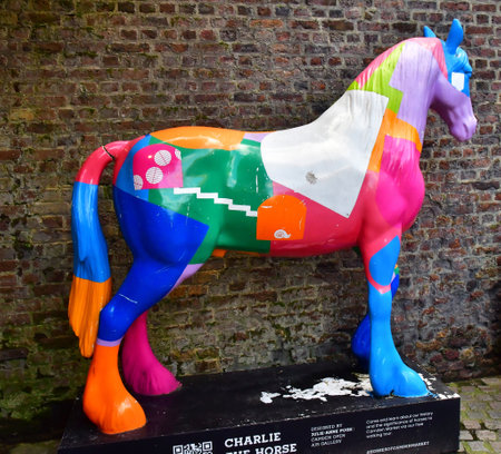 London; England - February 20 2025: colored horse in the Camden districtのeditorial素材