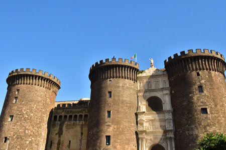 Naples, Italy - March 6 2025: the old and historical Castel Nuovoの写真素材