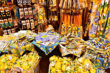 Sorrento, Italy - March 6 2025: a gift shop in the city centerのeditorial素材