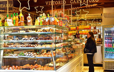 Naples, Italy - March 6 2025: pastry shop in the old and historical city centerのeditorial素材