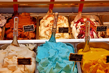 London; England - May 28 2023: ice cream shop in The Camden marketのeditorial素材