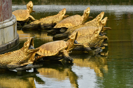 Versailles; France - October 27 2023: marble statue in the castle parkのeditorial素材