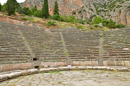 Delphi; Greece - August 31 2022: the theater in the archaeological siteのeditorial素材