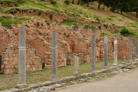 Delphi; Greece - August 31 2022: the archaeological site