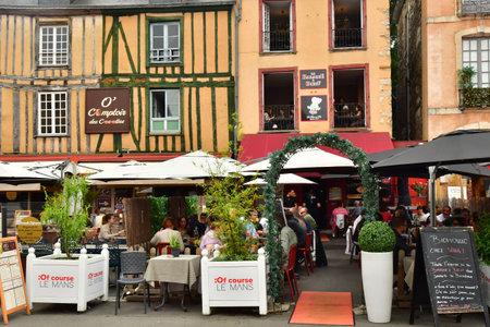 Le Mans; France - May 29 2025: restaurant in the picturesque old city