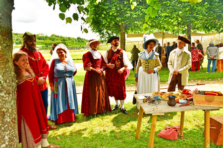 Chaussy; France - June 8 2025: historical reenactment in the Villarceaux estate