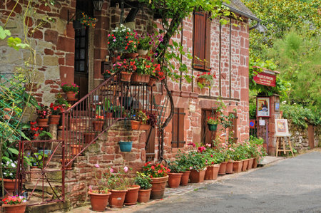 Collonges la Rouge, France - August 18, 2024: the picturesque old village