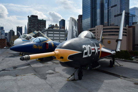 New York City; USA - September 9 2023: A Grumman Cougar on the sea air space museum Intrepid