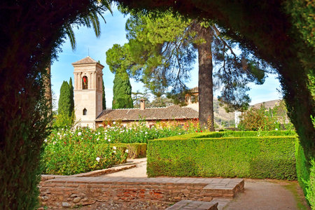 Granada, Spain - November 2 2025: the covent of Saint Francis palace in the Alhambra palaceのeditorial素材