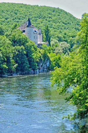 Lacave, France - August 18 2016: the La Treyne castleのeditorial素材