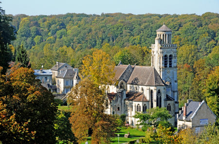 Pierrefonds, France - August 18, 2016: the Saint Sulpice churchのeditorial素材