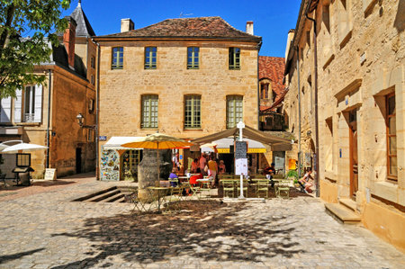 Sarlat la Caneda, France - August 18 2016: the picturesque old cityのeditorial素材