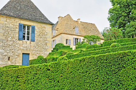 Vezac, France - August 18 2016: the picturesque Marqueyssac park and castleのeditorial素材