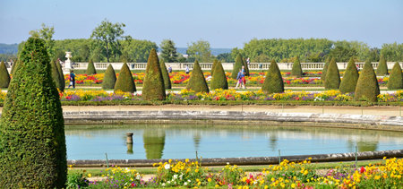 Versailles, France - August 18 2016: the South Parterre in the park of Versailles Palaceのeditorial素材