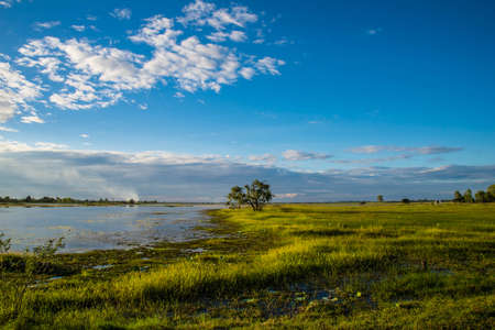 The reservoir for agriculture in the country of Thailand.の写真素材