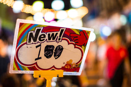 Price tag on the product in night market 