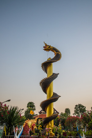 Dragon pillars in the sunset. Shrineの写真素材