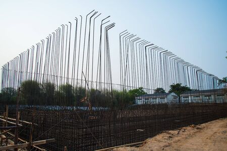 Foundation of water treatment was weave with many steel barの写真素材