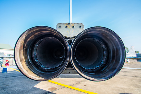 Hose jets of jets parked on the runway.の写真素材