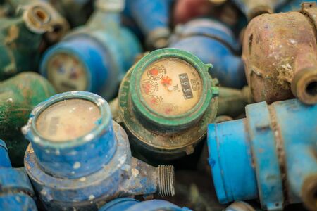 The old water meter is unavailable in the factory.の写真素材