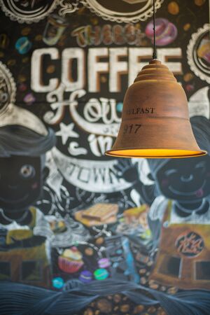 Lamp and background of the coffee cafe. backgroundの写真素材