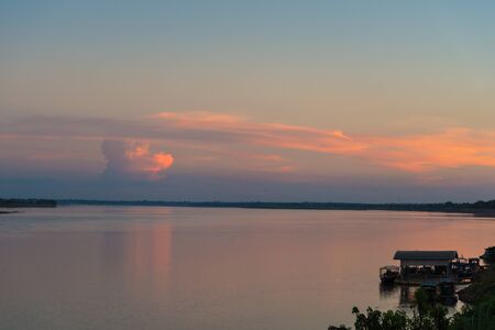 Blue sky and cloud in the winterの写真素材