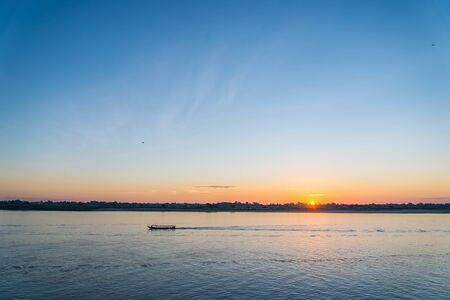 Blue sky and cloud in the winterの写真素材