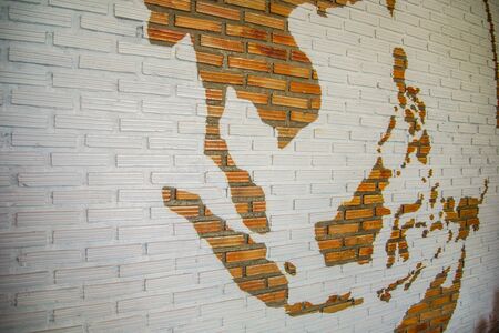 The wall is a map of the worldの写真素材
