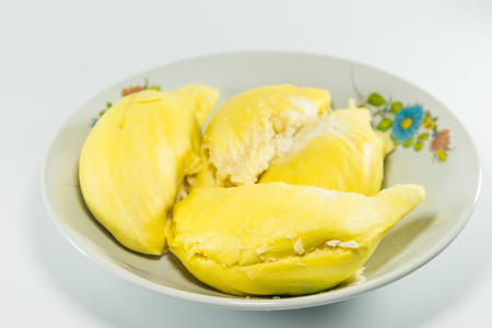 King of fruits, durian on white backgroundの写真素材