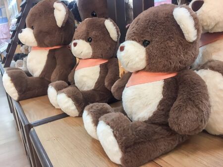 Many bear dolls in a shop.の写真素材