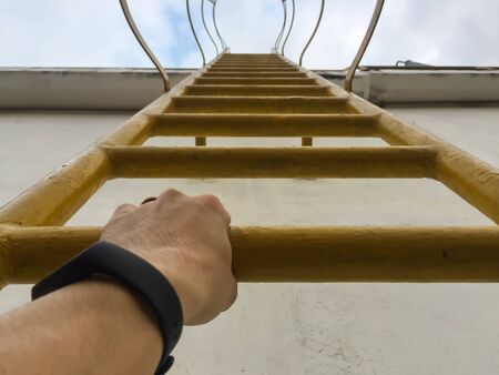Climb the ladder in the Water treatment process and Water treatment plants of the Waterworks in Thailand.の写真素材