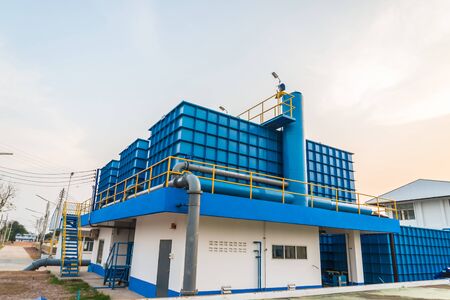 Water treatment process and Water treatment plants, Tank towerの写真素材